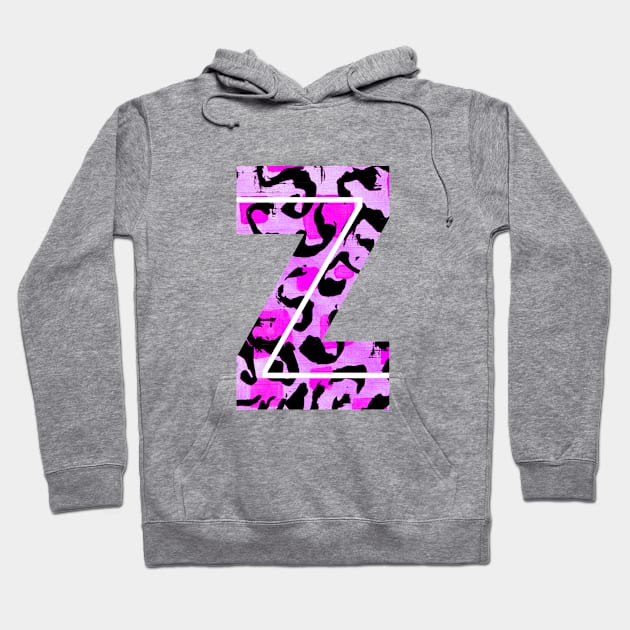 Letter Z Watercolour Leopard Print Alphabet Hoodie by Squeeb Creative